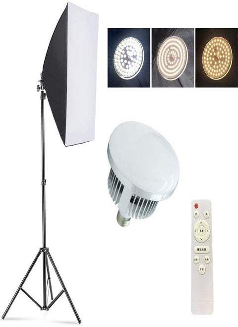 Padom Softbox Lighting Kit Photography Studio Light with 19.7"X27.5" Reflector and 3 Colors Temperature 150W Bulb with Remote, Professional Photo Studio Equipment for Portrait Video
