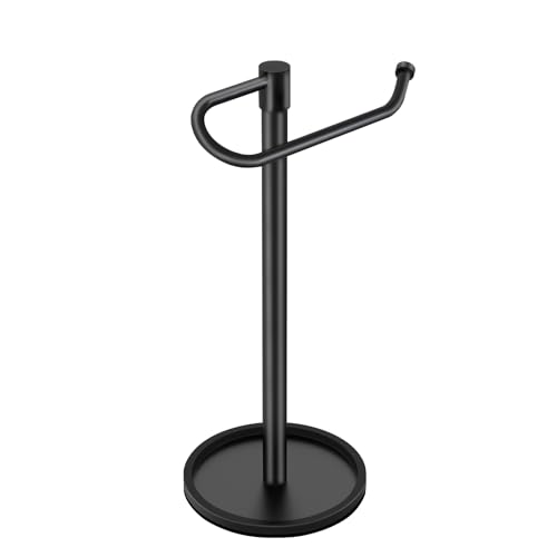JIAPAIDUO Hand Towel Holder Stand, Matte Black Standing Towel Racks for Bathroom, Stainless Steel Free Standing Towel Rack, Towel Bar Kitchen Vanity Countertops Decor - Image 1