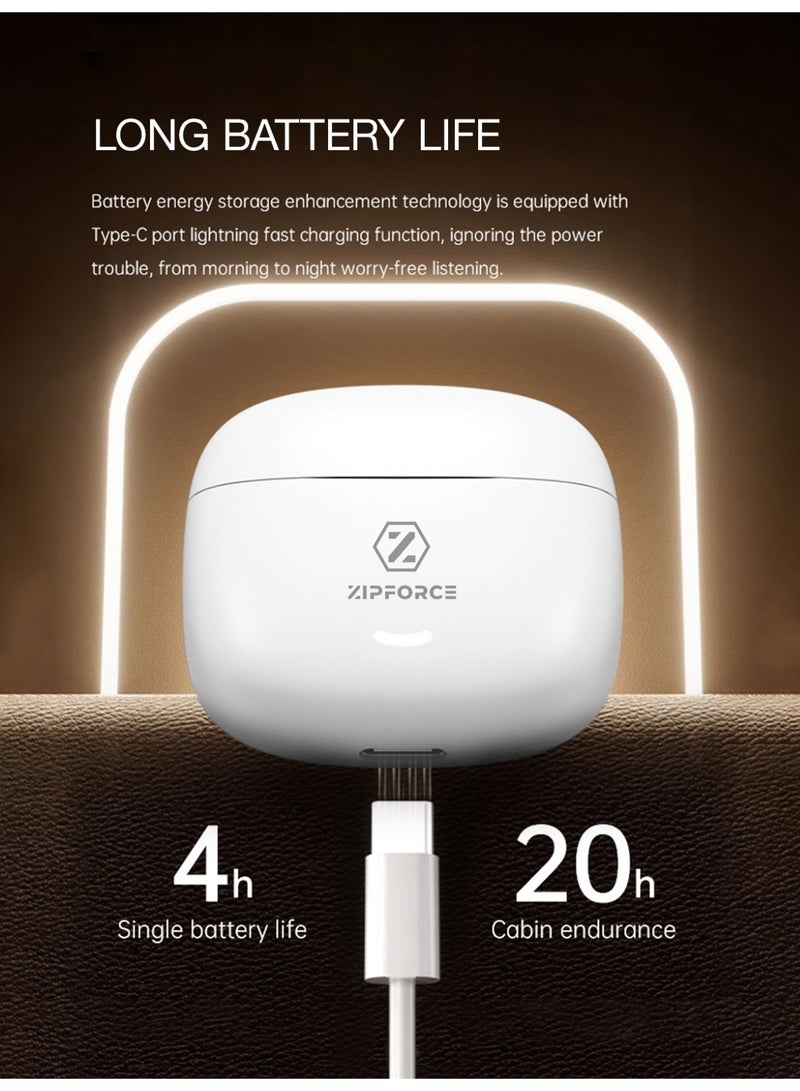 زيبفورس السماعات اللاسلكية الحقيقية، السماعات البلوتوث 5.4 شكل نصف داخل الأذن، السماعات البلوتوث بتشغيل لمس سهل، السماعات الخفيفة الوزن ومريحة с تقليل الضوضاء واتصال واضح، نصفيات الأذن الناعمة مع تصميم مطابق لجسم الإنسان لاستخدام اليومي والعمل والدراسة والسفر - Image 5