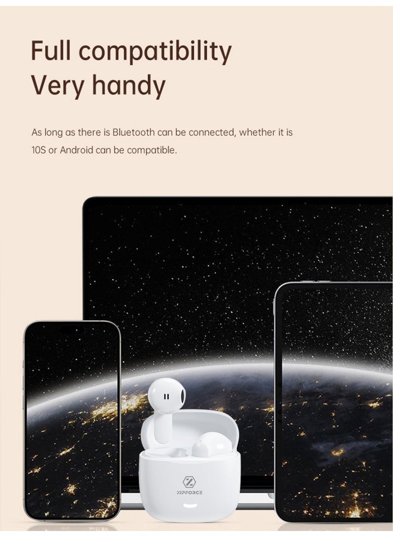 ZIPFORCE True Wireless Earbuds, Semi-In-Ear Bluetooth 5.4 Headphones, Bluetooth Earbuds with Easy Touch Control, Light-Weight Comfortable Earphones Noise Reduction Clear Call, Soft Ear Tips Ergonomic Fit for Daily Use Work Study Travel - Image 5