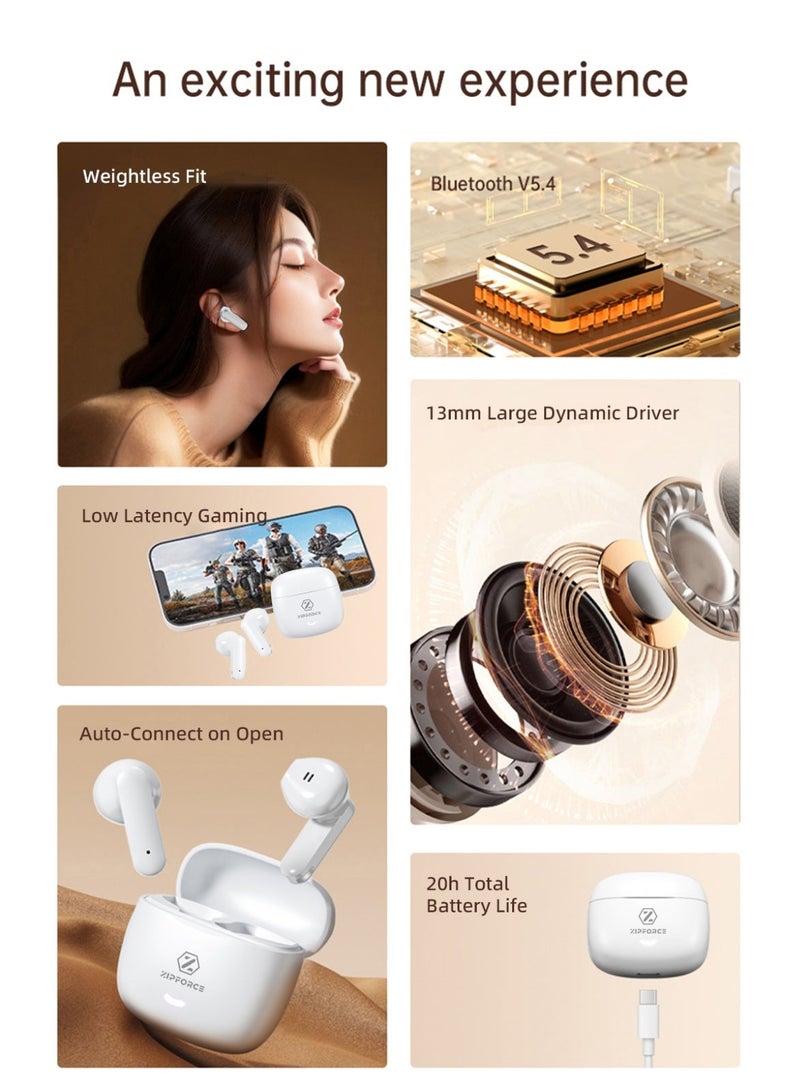 True Wireless Earbuds, Semi-In-Ear Headphones, Bluetooth Earbuds with Easy Touch Control, Light-Weight Comfortable,IPX5 Waterproof TWS, Ergonomic Fit for Daily Use Work Study Travel - Image 2