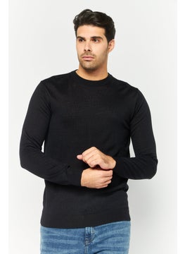 Sorbino Men Crew Neck Plain Sweater, Black  - Image 1