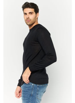 Sorbino Men Crew Neck Plain Sweater, Black  - Image 3