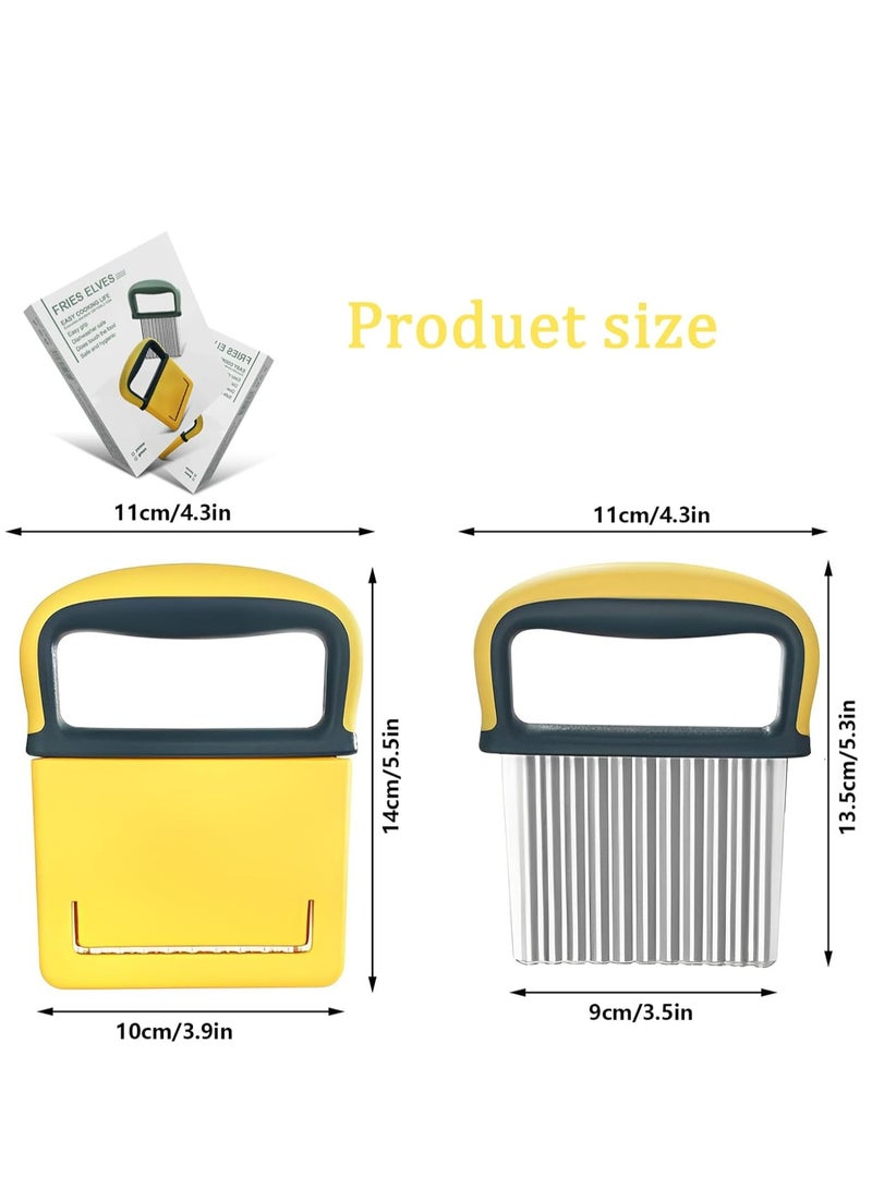 Oasisgalore Stainless Steel Crinkle Cutter, Yellow, for Potatoes, Carrots, Chips, and French Fries  - Image 2