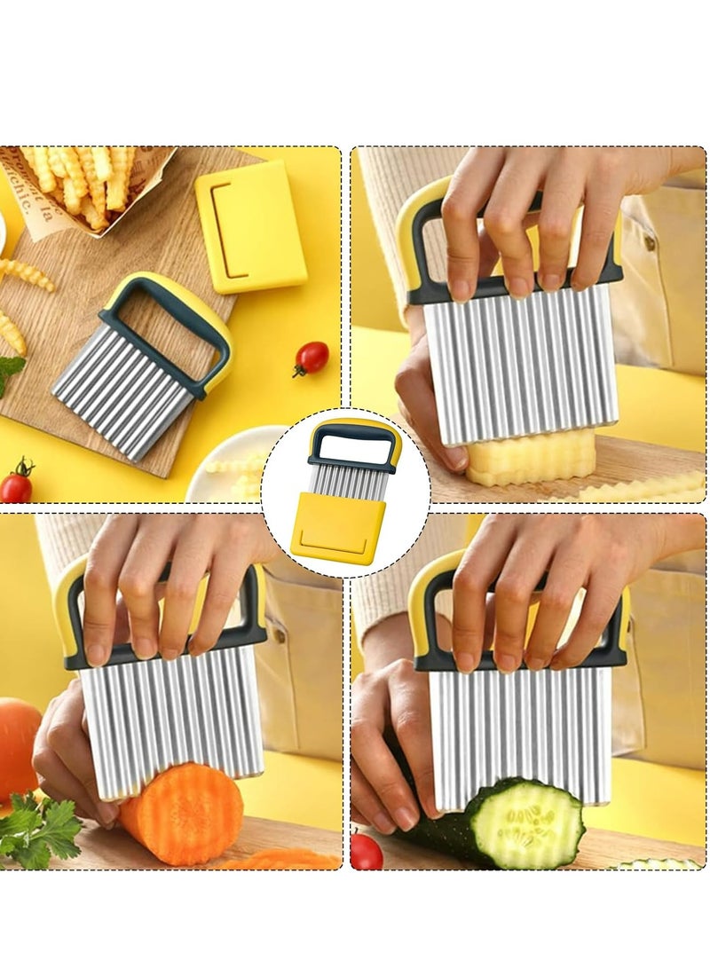 Oasisgalore Stainless Steel Crinkle Cutter, Yellow, for Potatoes, Carrots, Chips, and French Fries  - Image 5
