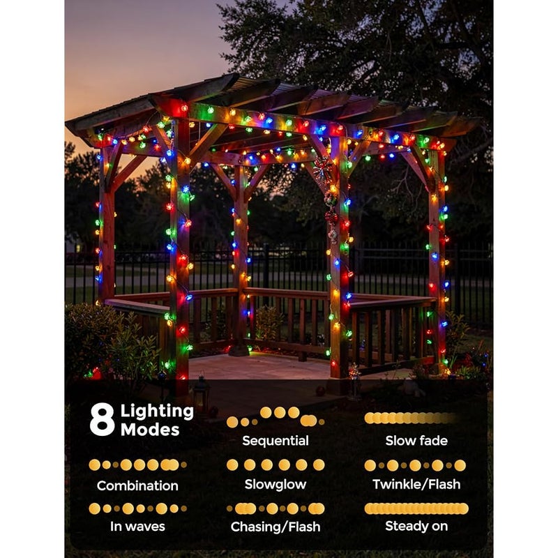 برايتاون Brightown 50 LED Flower Solar String Lights Outdoor Waterproof, Multicolor Solar Powered Fairy Lights with 8 Lighting Modes for Garden Fence Yard Patio Christmas Tree Party Wedding Decor - Image 5