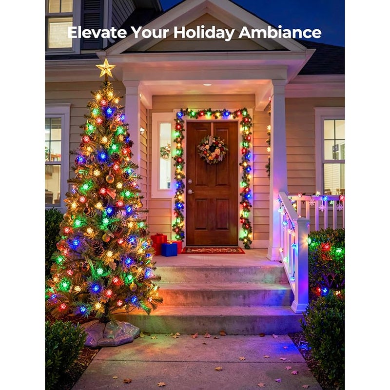 برايتاون Brightown 50 LED Flower Solar String Lights Outdoor Waterproof, Multicolor Solar Powered Fairy Lights with 8 Lighting Modes for Garden Fence Yard Patio Christmas Tree Party Wedding Decor - Image 2