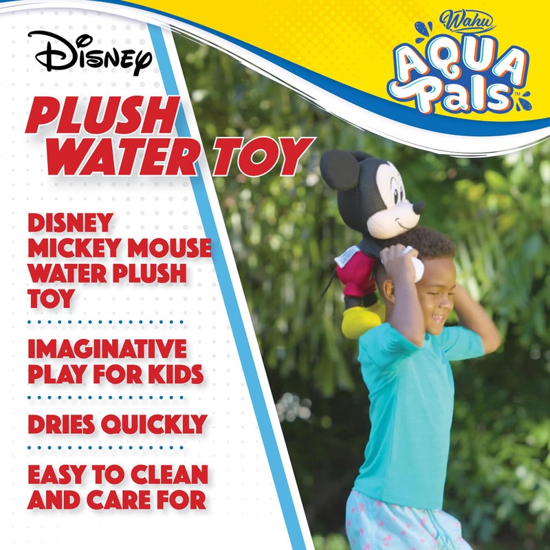 WAHU Aqua Pals Disney Classic Mickey Mouse Plush Water Toy for Kids Ages 2+, Fast-Drying Waterproof Plush Doll Toy for Pool and Bathtub, Medium, Red/Black, 16" - Image 3