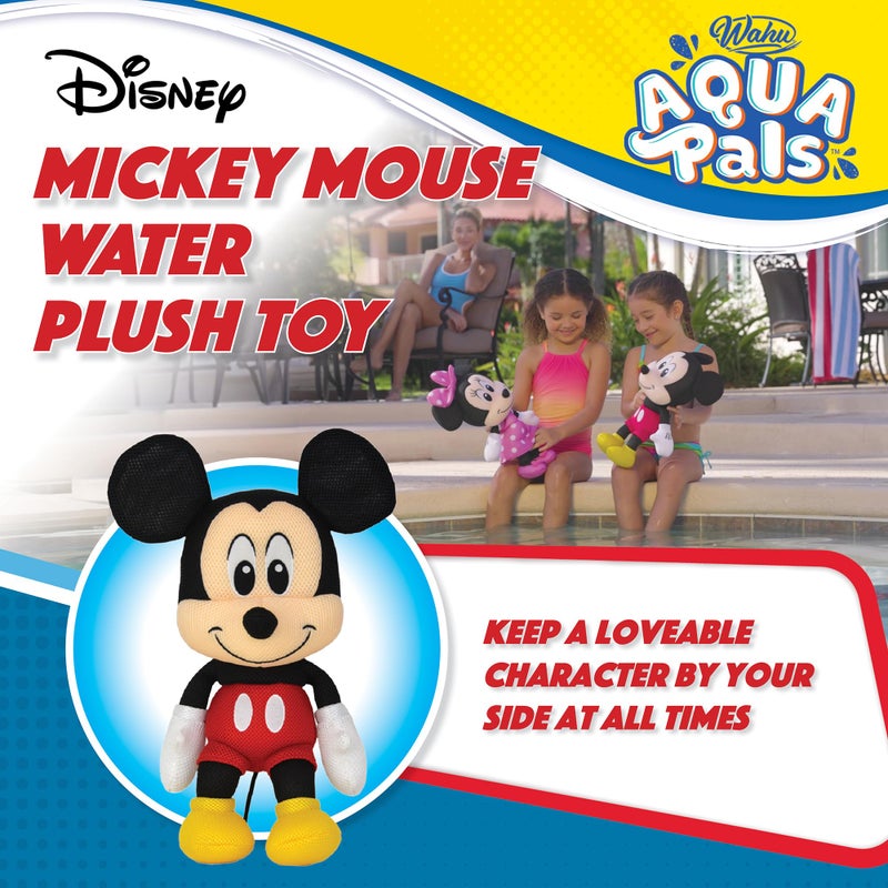 WAHU Aqua Pals Disney Classic Mickey Mouse Plush Water Toy for Kids Ages 2+, Fast-Drying Waterproof Plush Doll Toy for Pool and Bathtub, Medium, Red/Black, 16" - Image 4