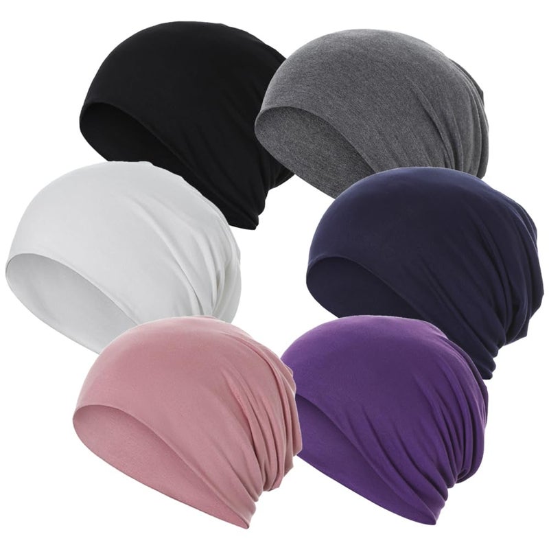JarseHera 6PCS Cotton Slouchy Beanie Soft Sleep Caps Chemo Headwear Skull Cap Hats - Image 1