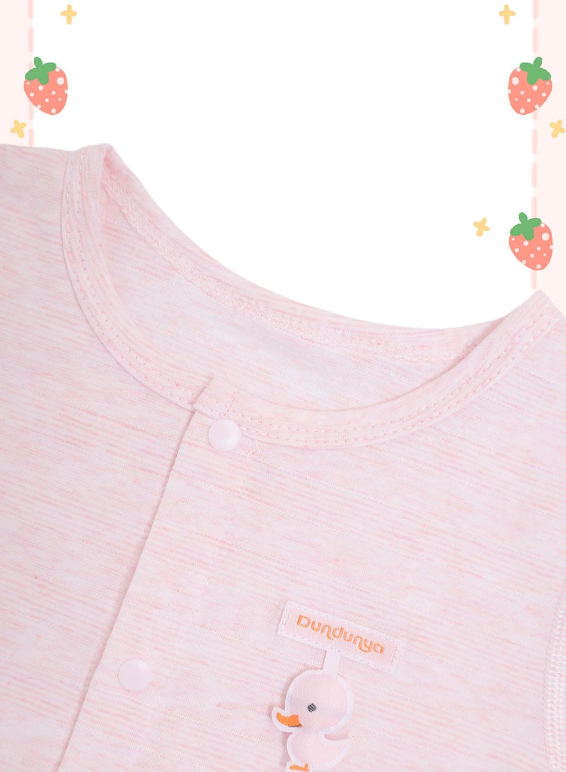 Baby 2-Pack Short Sleeve Tops - Cotton Blend Jacquard, Front Snap Closure, Duck Pendant - For 3-18 Months  - Image 3