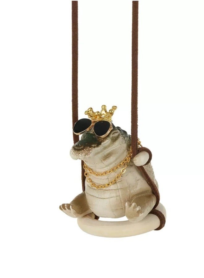 قلادة تزيين مرآة الرؤية الخلفية للسيارة على شكل تمساح ممتلئ الجسم، إكسسوارات تزيين السيارة اللطيفة والشخصية - Image 1