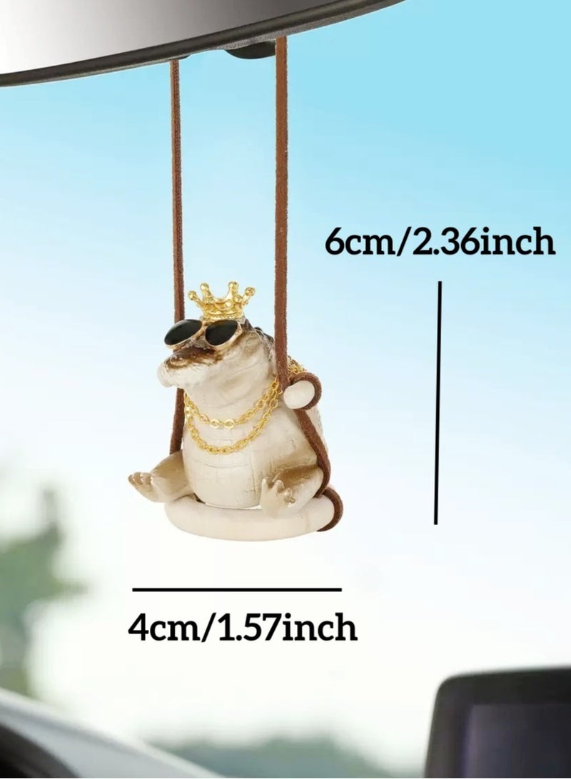 قلادة تزيين مرآة الرؤية الخلفية للسيارة على شكل تمساح ممتلئ الجسم، إكسسوارات تزيين السيارة اللطيفة والشخصية - Image 2