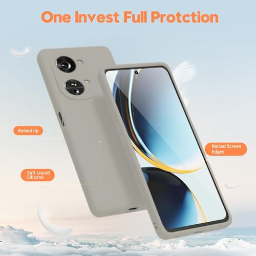 DIZORO Microfiber Candy Case Compatible for Oneplus Nord 3 5G Smooth Touch Cushion Liquid Soft Silicone Gel Rubber Phone Cases Non-Slip Full Body Protective Shockproof Back Cover (Stone Grey) - Image 4