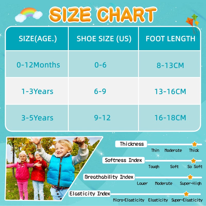Eyean Baby Wool Grip Sock Soft Winter Warm Thick Non Slip Toddler Boy Girls Crew Socks For Children 6 Pairs (Solid Color, 1-3 Years) - Image 5