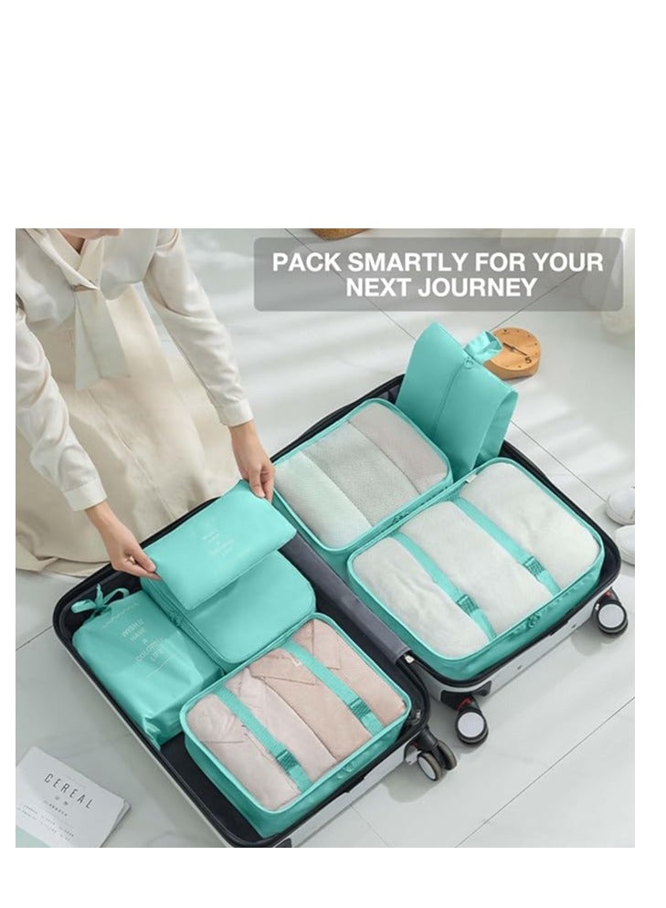 7-Piece Luggage Packing Organizers Set – Travel Packing Cubes with Shoe Bag, Cosmetics Bag, Clothing Organizers, Compression Packing Cubes, Travel Accessories for Easy Organization, Luggage Organizer Set, Space-Saving Travel Solution, Packing Cube Set for Suitcase, Carry-On, Travel Gear - Image 1