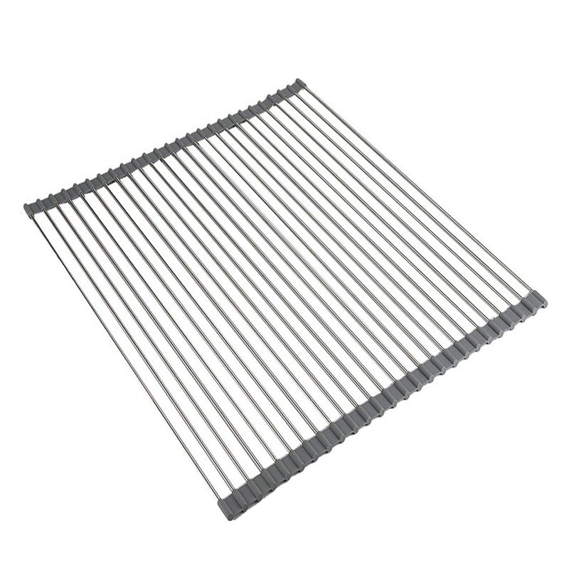 Ahyuan Roll up Dish Drying Rack Over The Sink Kitchen Roll up Sink Drying Rack Portable Dish Drainer Foldable Dish Drying Rack Warm Gray 205X197
