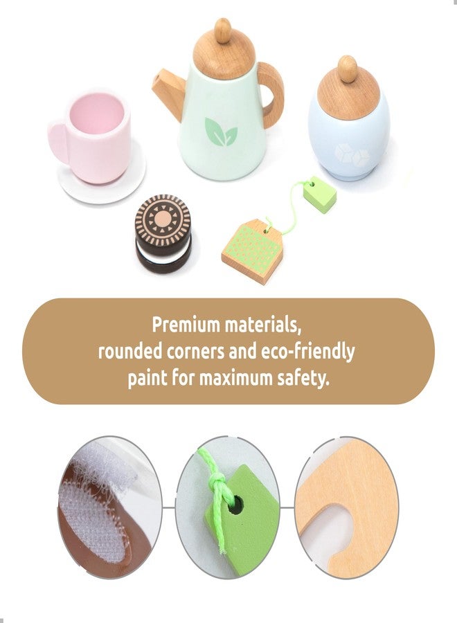 UMU® Wooden Tea Set for Kids - Pretend Play Tea Party Toy with Colorful Cups, Tea Bags, Lemon Slices & More - Montessori Role Play Toy for Ages 3 4 5 6 - Image 2