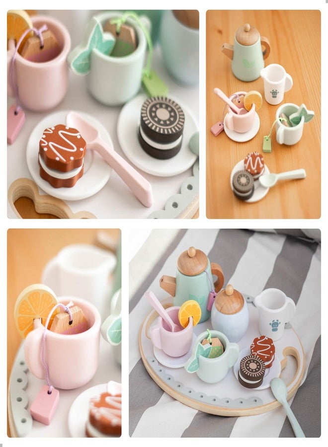 UMU® Wooden Tea Set for Kids - Pretend Play Tea Party Toy with Colorful Cups, Tea Bags, Lemon Slices & More - Montessori Role Play Toy for Ages 3 4 5 6 - Image 3
