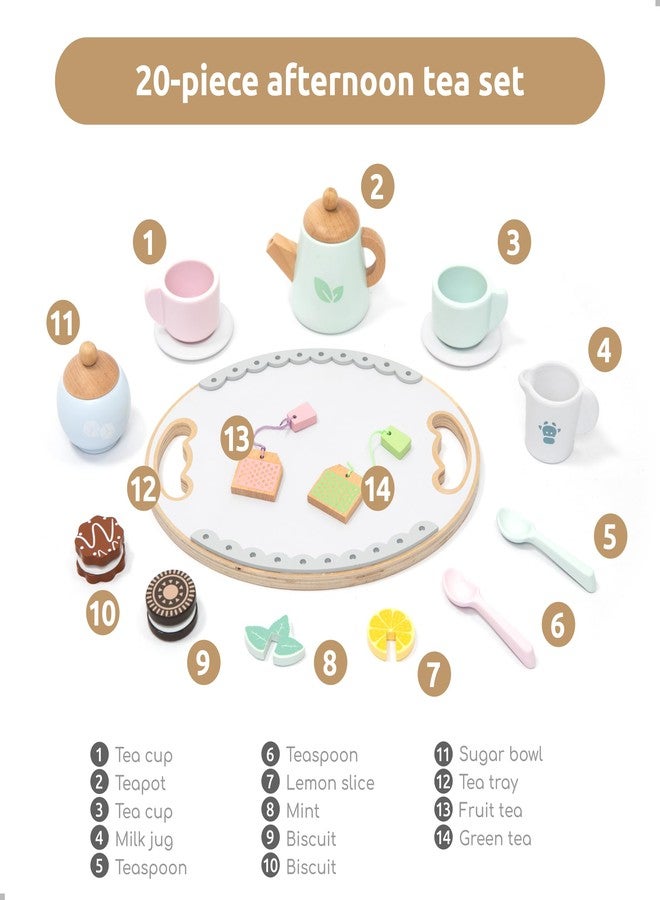 UMU® Wooden Tea Set for Kids - Pretend Play Tea Party Toy with Colorful Cups, Tea Bags, Lemon Slices & More - Montessori Role Play Toy for Ages 3 4 5 6 - Image 4
