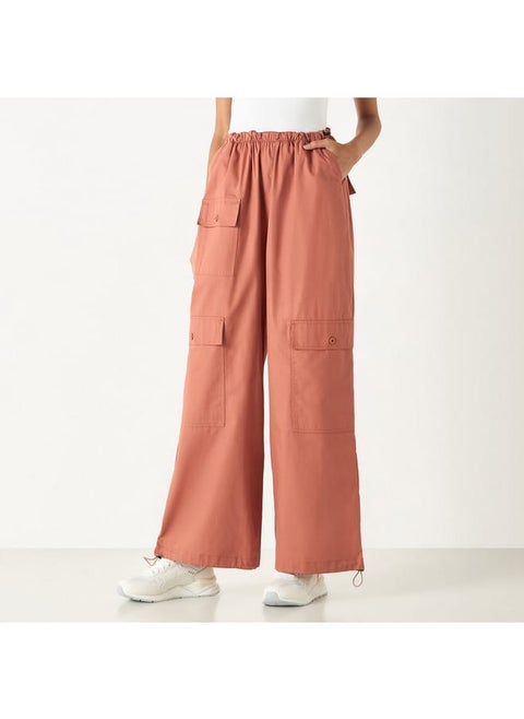 Lee Cooper Solid Wide Leg Fit Denim Pants with Pockets