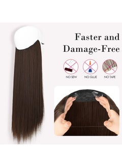 REECHO Invisible Wire Hair Extensions With Transparent Headband Adjustable Size Removable Secure Clips In Straight Secret Hairpiece For Women (14 Inch (Pack Of 1) Dark Chocolate Brown)  - Image 2