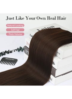 REECHO Invisible Wire Hair Extensions With Transparent Headband Adjustable Size Removable Secure Clips In Straight Secret Hairpiece For Women (14 Inch (Pack Of 1) Dark Chocolate Brown)  - Image 3