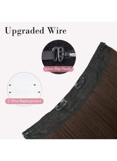 REECHO Invisible Wire Hair Extensions With Transparent Headband Adjustable Size Removable Secure Clips In Straight Secret Hairpiece For Women (14 Inch (Pack Of 1) Dark Chocolate Brown)  - Image 4