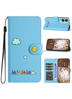 HuHa Case Cover For Xiaomi Redmi 13C 4G / 5G Cartoon Cats Leather Phone Case Blue 