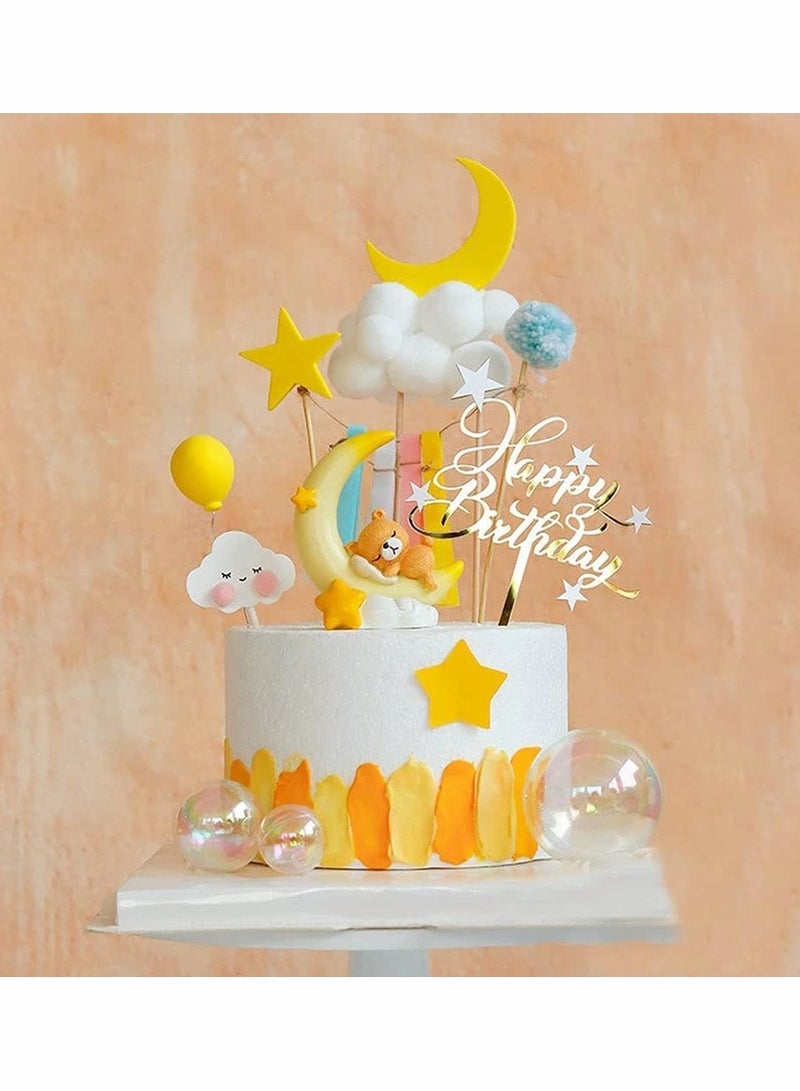 Zikra Bear Moon Cake Topper 2Pcs Bear and Moon Figurine Toy Birthday Cake Topper Bear Moon Centerpiece Cake Decorations for Kids Girls Birthday Baby Shower Party Supplies - Image 5