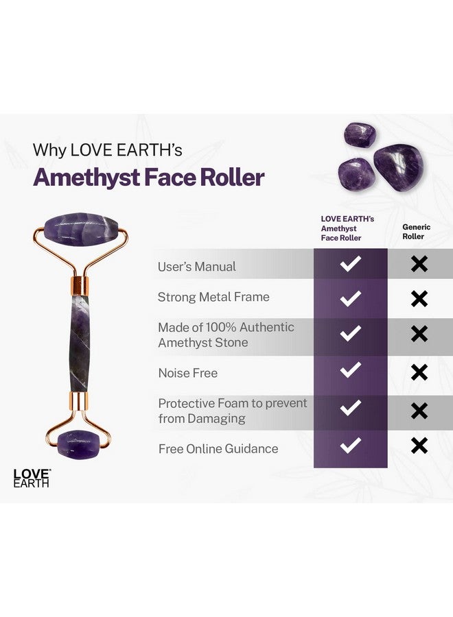Love Earth Amethyst Face Roller With Amethyst Gemstone Massage Tool For Anti-Ageing, Eliminates Toxins And Relives Stress & Strain - Image 3