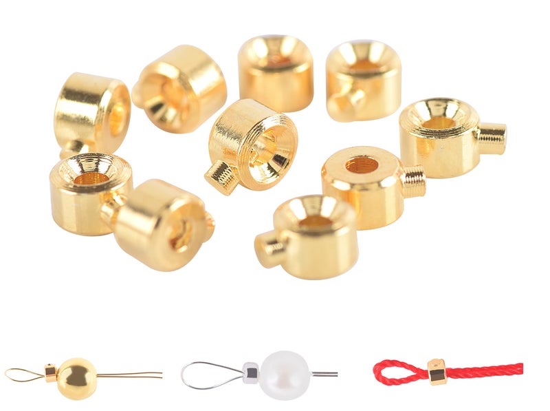 KONMAY 30pcs Stopper Crimp Beads for Bracelets and Necklaces, 18K Gold Plated 3.2mm Mixed Locker Seperator Beads, Positioning Spacer Beads for Jewelry Making - Image 3