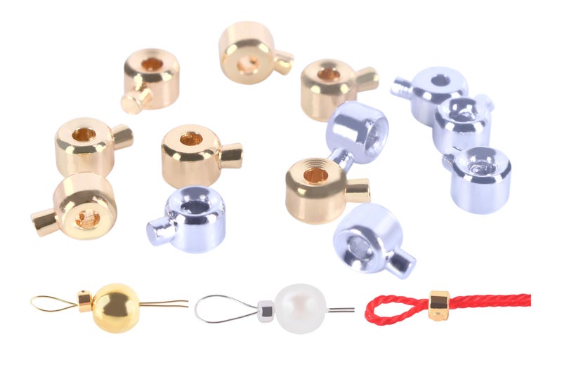 KONMAY 30pcs Stopper Crimp Beads for Bracelets and Necklaces, 18K Gold Plated 3.2mm Mixed Locker Seperator Beads, Positioning Spacer Beads for Jewelry Making - Image 1
