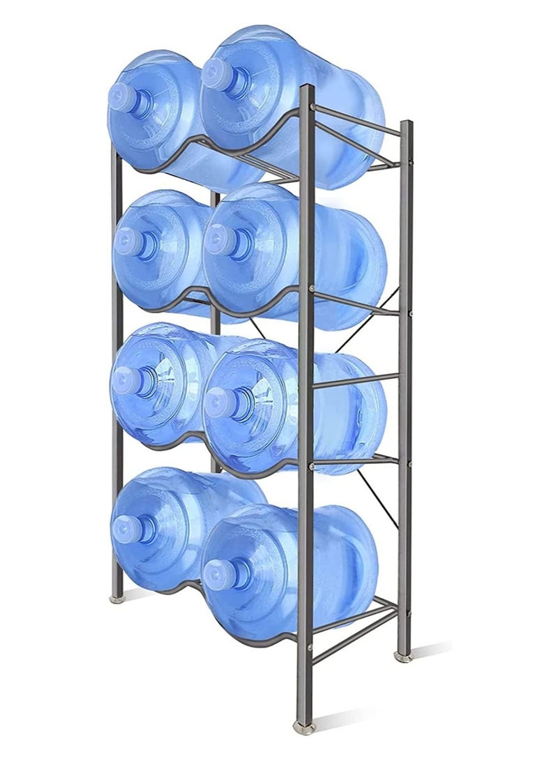DubaiGallery 5 Gallon Water Jug Holder for 8 Bottles, 4 Tier Water Jug Stand with 8 lots Storage Rack, Heavy Duty Water Jug Rack Cooler Dispenser Bottle Holder with Reinforced Frame for Kitchen Office  - Image 1