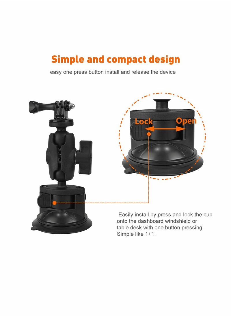 SYOSI - KASTWAVE Camera Car Windshield Suction Cup Mount Compatible with for GoPro Hero 10 9 8 7 6 5 Black 4 Session Insta360 for AKASO Campark DJI OSMO Action YI Action Camera Car Dash Cameras - Image 1