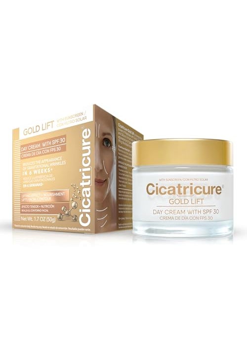 CICATRICURE Cicatricure Gold Lift Day Cream, Anti Aging Face Moisturizer with SPF 30, Hydrating Skin Care with Gold, Calcium & Silicon to Lift and Tighten Face Contour 1.7 Ounce 