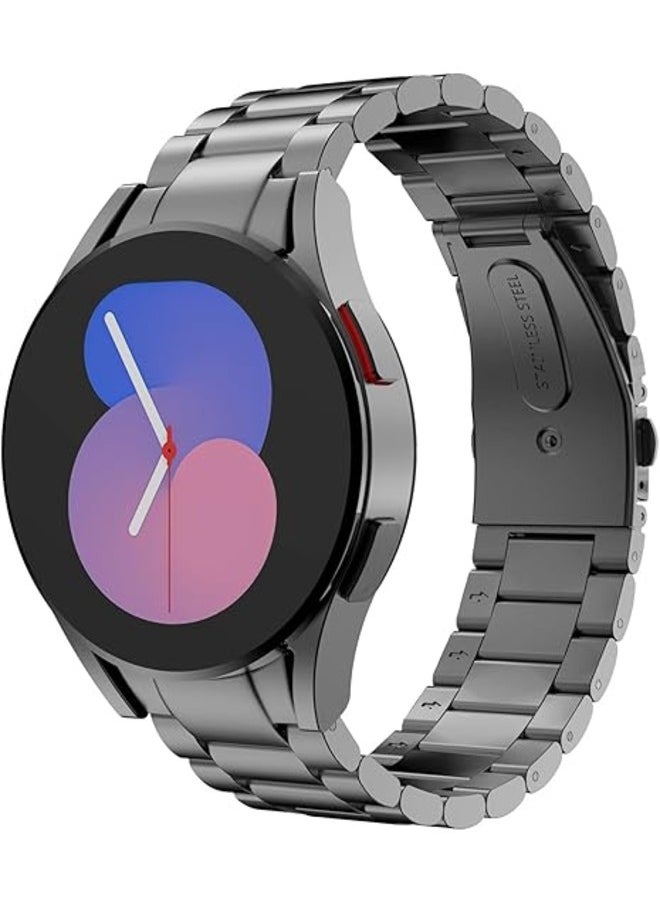 ELTRAZONE Gray Stainless Steel Metal Band for Samsung Galaxy Watch 7FE/6/5/4 (40mm/44mm) & Galaxy Watch 5 Pro (45mm), Galaxy Watch 6 Classic (43mm/47mm), Galaxy Watch 4 Classic (42mm/46mm) - No Gap Design  - Image 1