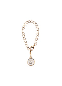 Generic Cute Alphabet Number Charm Keychain S-white alloy drop letter pendant 