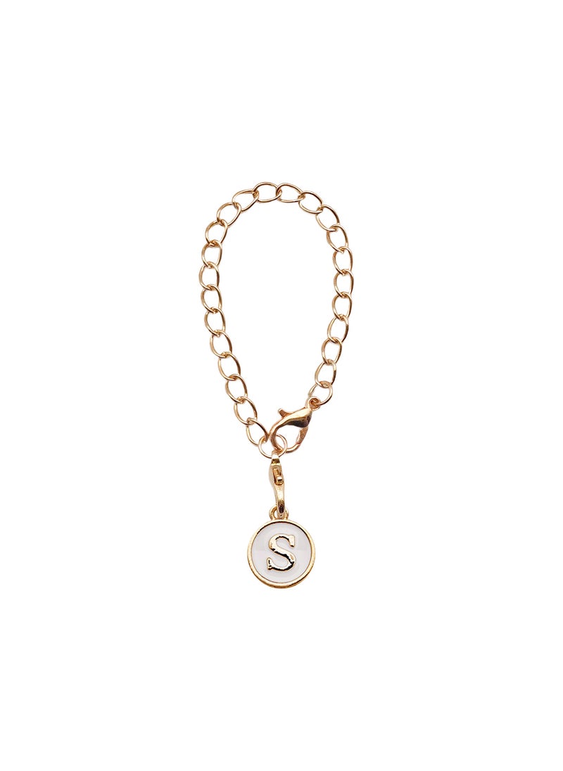 Generic Cute Alphabet Number Charm Keychain S-white alloy drop letter pendant 