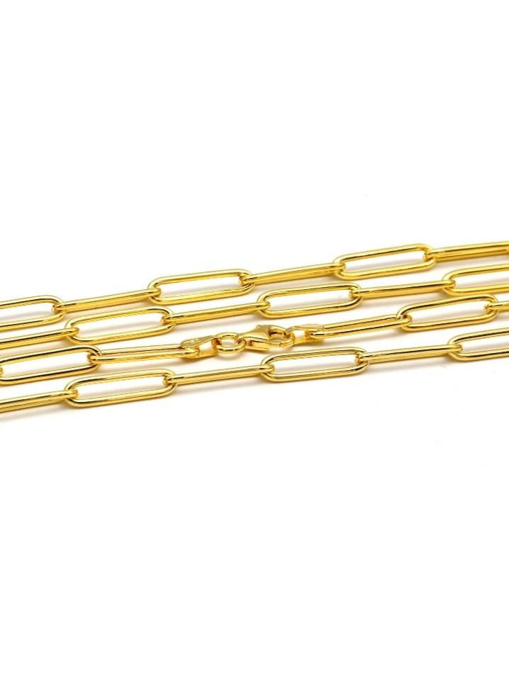Gold Zone Real Gold Long Round Paper Clip Chain Necklace  - Image 5