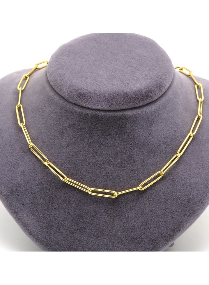 Gold Zone Real Gold Long Round Paper Clip Chain Necklace  - Image 4