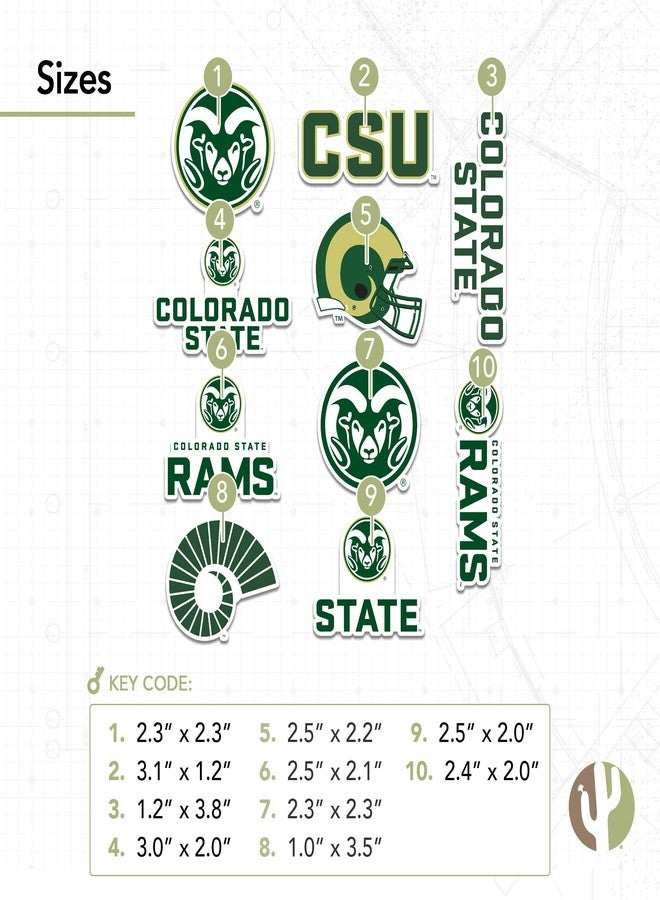 Desert Cactus Colorado State University Sticker Rams CSU Vinyl Decals Laptop Water Bottle Car Scrapbook Sheet T2 (Type 2) - Image 3