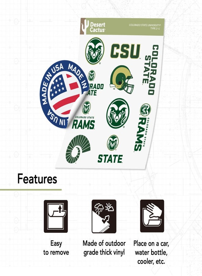Desert Cactus Colorado State University Sticker Rams CSU Vinyl Decals Laptop Water Bottle Car Scrapbook Sheet T2 (Type 2) - Image 4