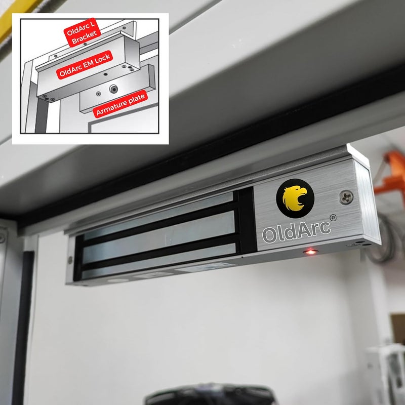 OldArc EM Lock L Bracket for Outward Opening Door Electric Magnetic Lock 600lbs Out Swing Door Installation L mounting Stand 12V DC Access Control EM Lock for Metal Wooden Fire Door Gate - Image 4