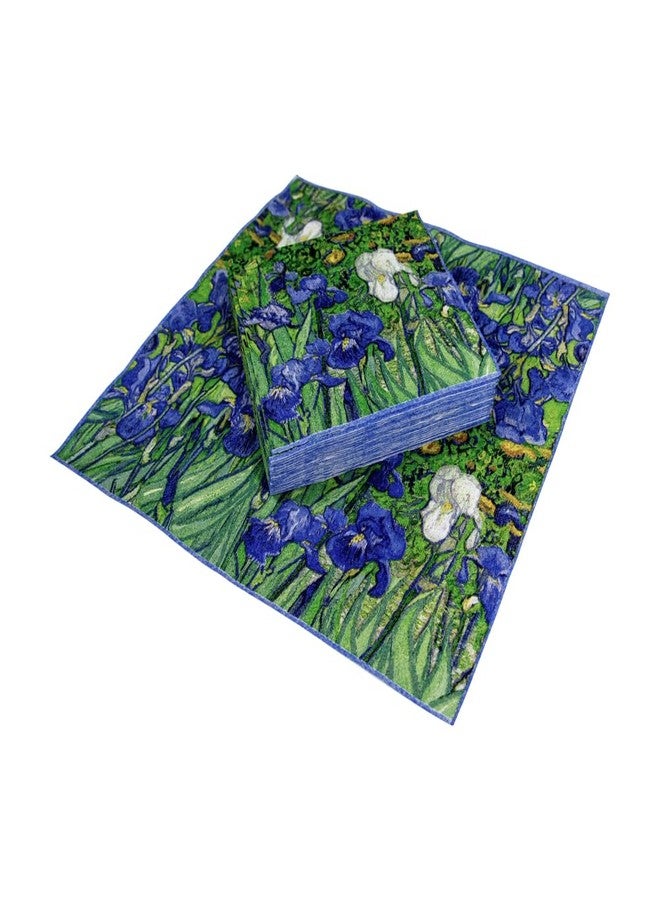 Caspari Van Gogh Irises Paper Cocktail Napkins - Four Packs of 20 - Image 5