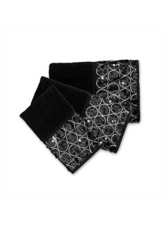Sinatra Modern Bathroom Towel Set 3 Piece Towel Bath Towel, Hand Towel, Wash Towel and Bath Towel Luxury Contemporary Decor Bling Bath Towel Sets Soft, Plush and Highly Absorbent, Black