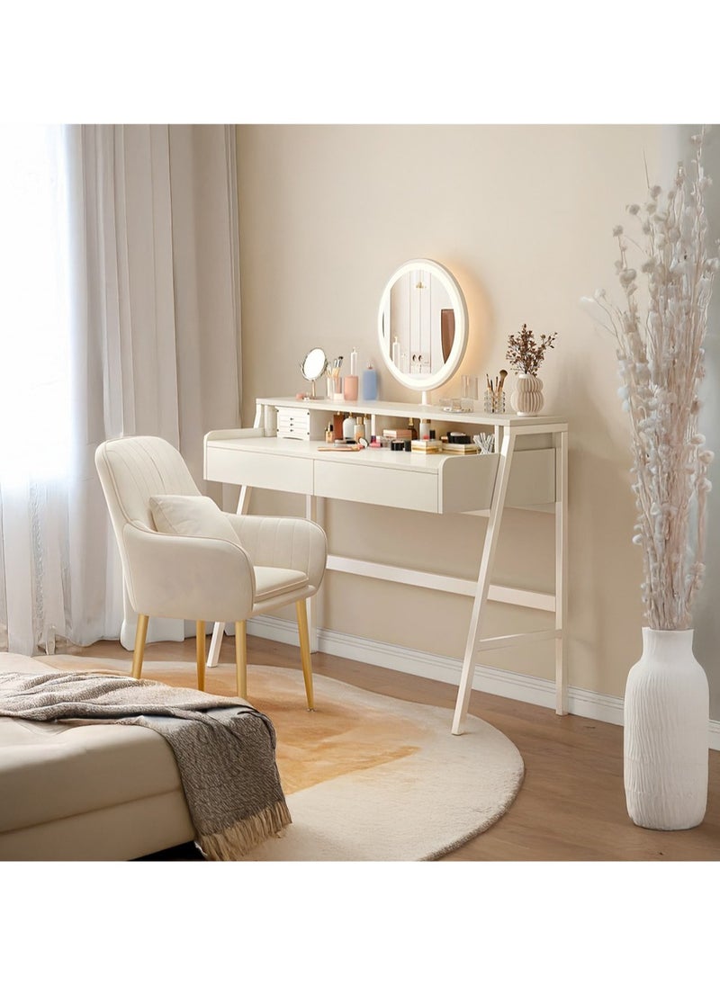 AGD Vanity Table with Mirror and 2 Storage Drawers, Modern Multifunctional Makeup Table for Bedroom 100x35x90cm  - Image 1
