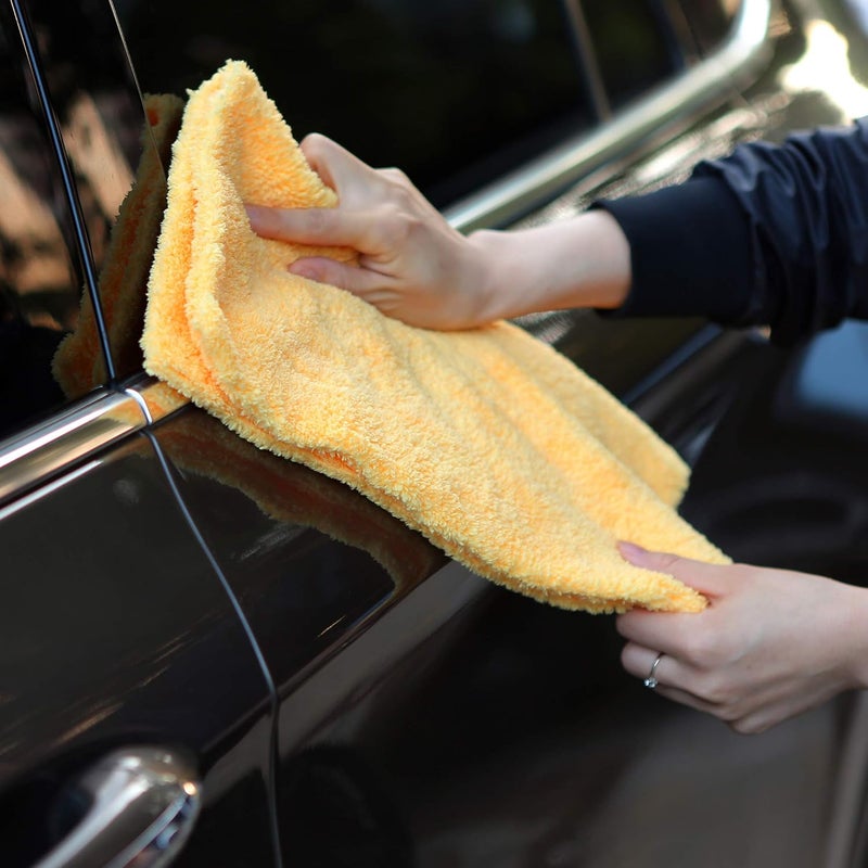 CARCAREZ Microfiber Towels for Cars, Car Drying Wash Detailing Towel with Plush Edgeless Microfiber Cloth (Yellow) - Image 5