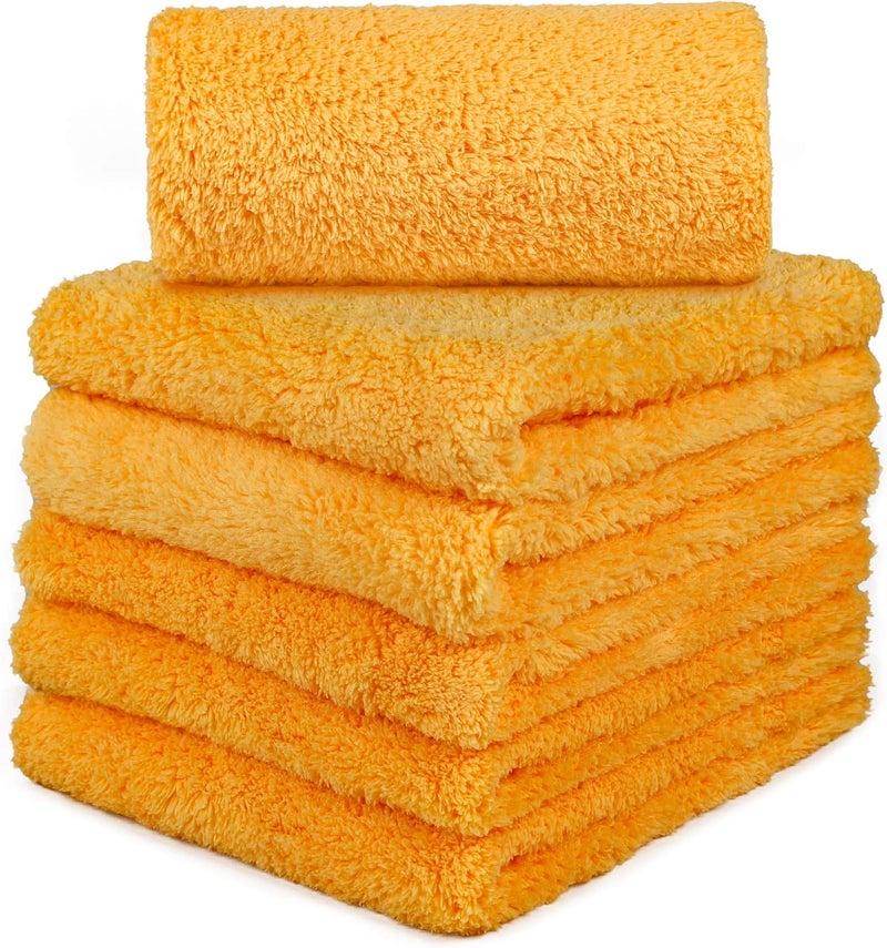 CARCAREZ Microfiber Towels for Cars, Car Drying Wash Detailing Towel with Plush Edgeless Microfiber Cloth (Yellow) - Image 1