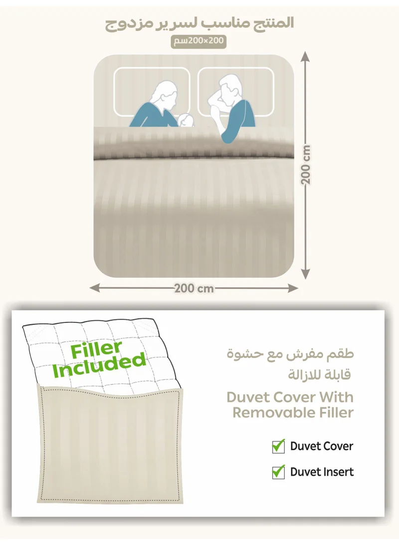 Donetella Striped Comforter Set, King Size Fits 200x200 cm, 8-Piece Hotel Bedding with 350 GSM Filling – Comforter, Comforter Cover, Fitted Sheet, Pillowcases &amp; Cushion Cover